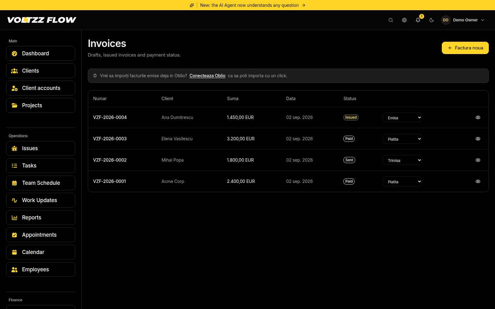 Oblio invoicing