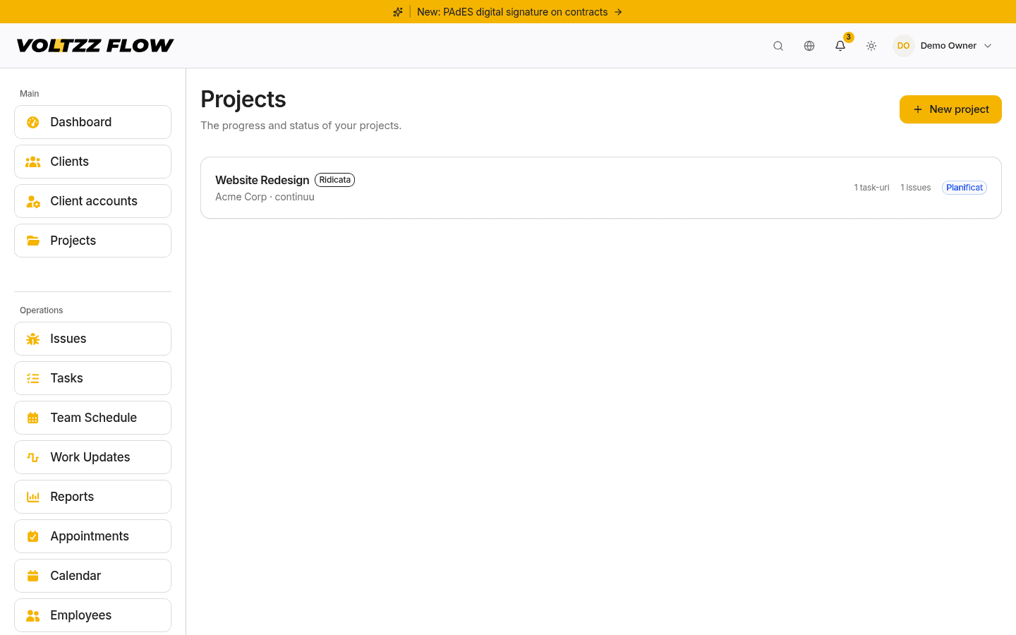 Projects and tasks